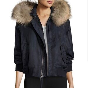 NEW Vince Navy Bomber with Fur Hood Small